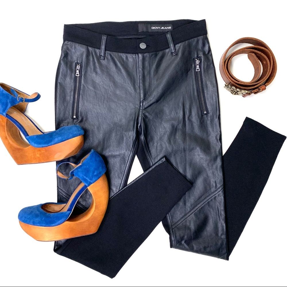 DKNY black pants with faux leather